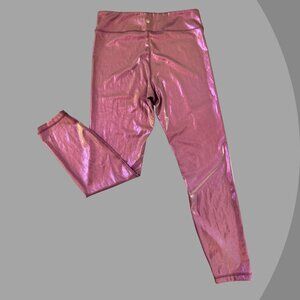 Metallic Shiny Pink Women’s Leggings, Size 10